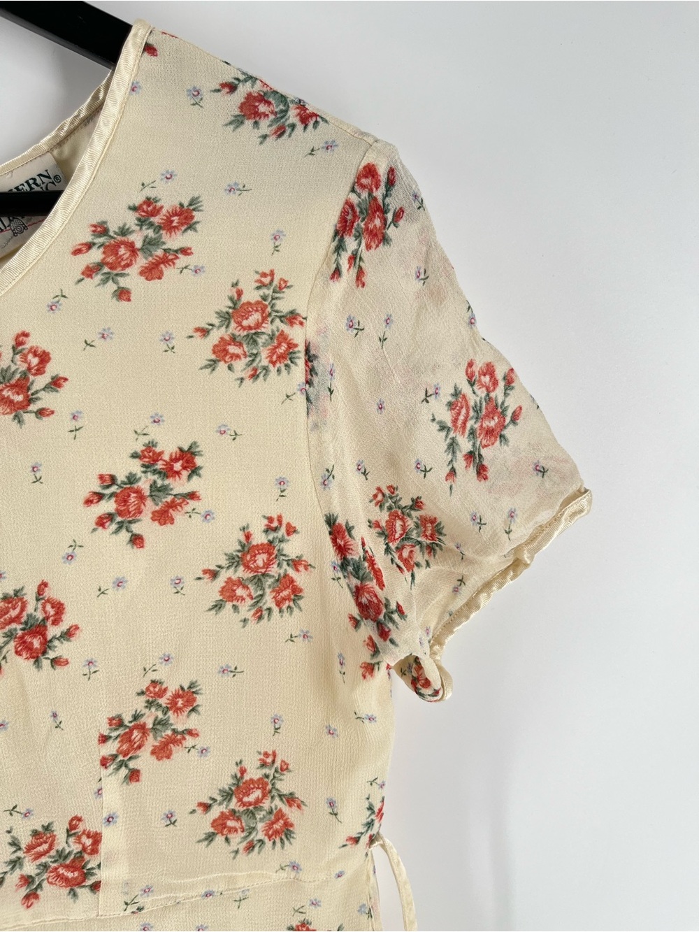 Vintage Northern Traditions M Rayon Floral Midi Dress Cottagecore Rose Sash - Picture 11 of 15